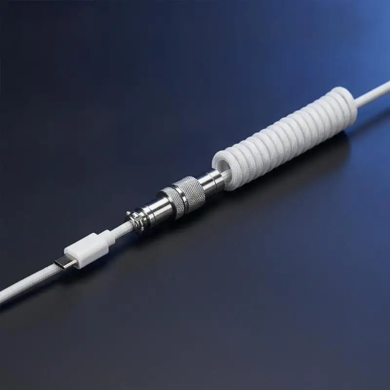 USB‑C Coiled Cable Aviation Connector Cord for Mechanical Keyboard Desktop Computer
