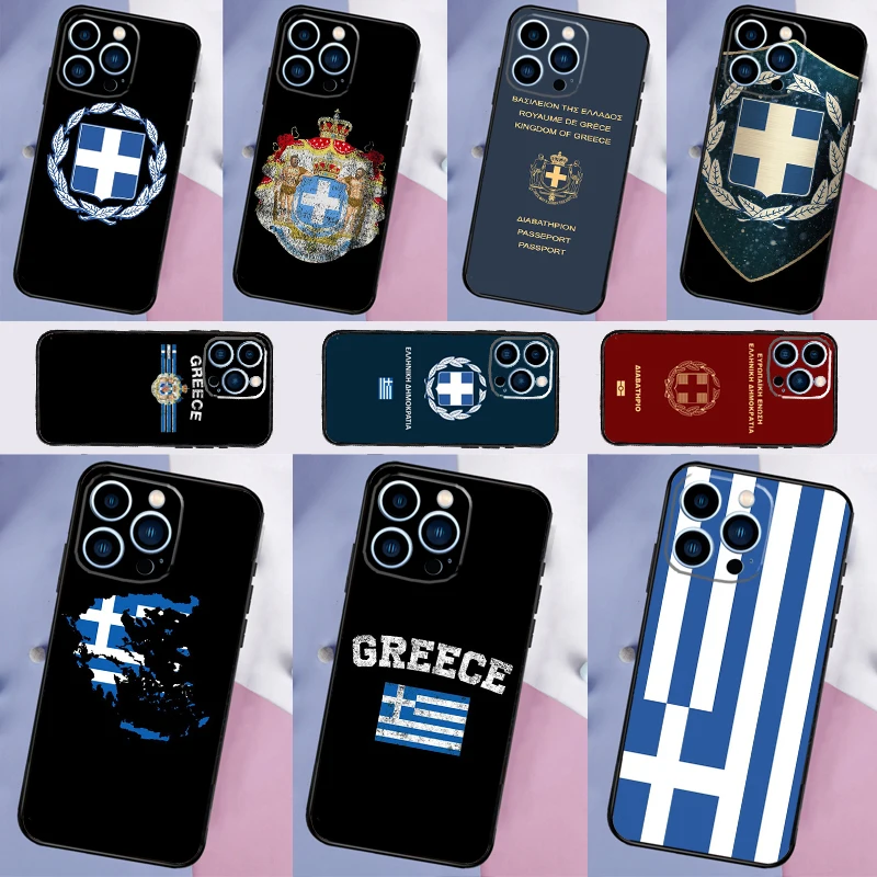 Greece Greek Flag Funda For iPhone 16 15 11 12 13 14 Pro MAX X XS Max XR Plus 13 Mini Phone Case