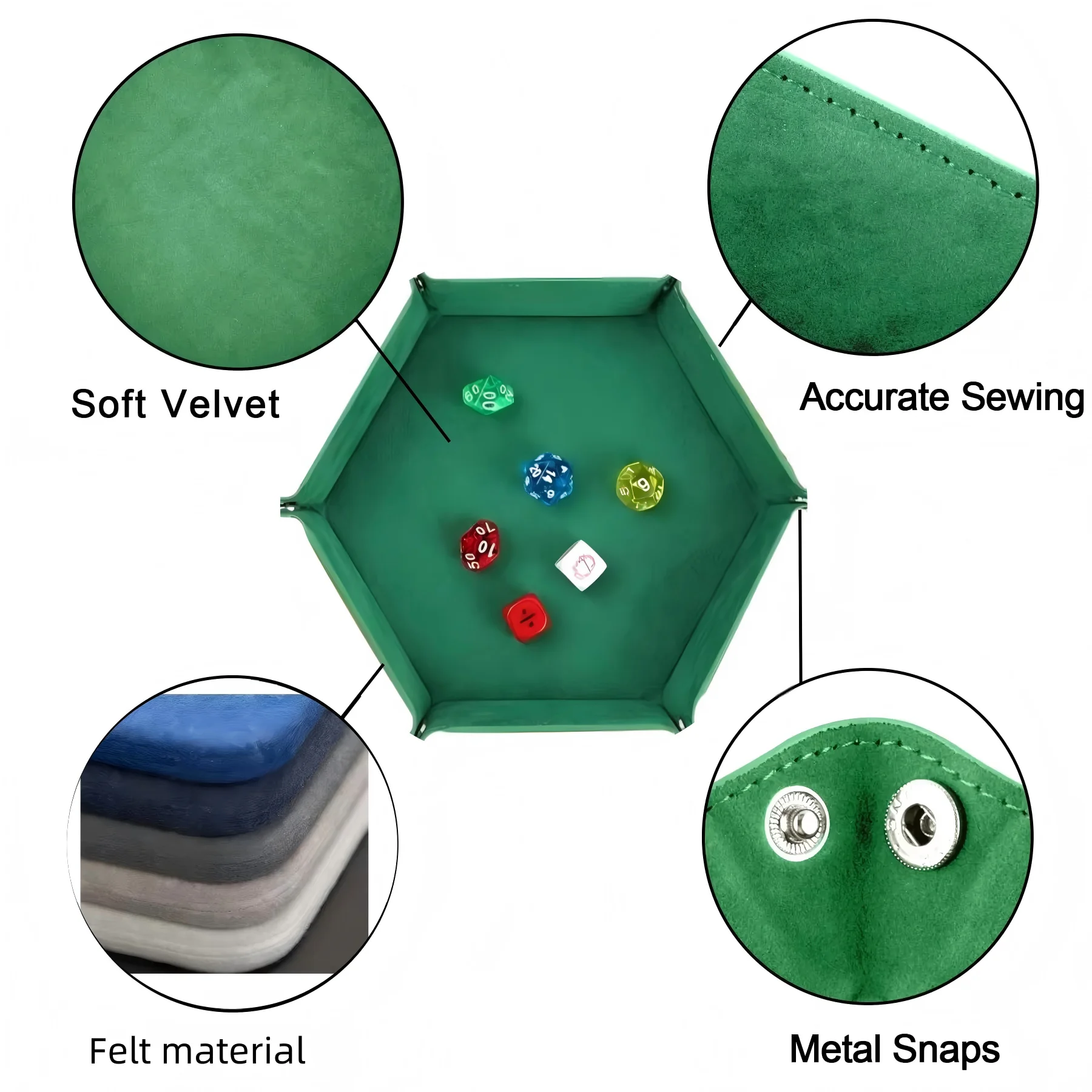 Hexagonal Felt Dice Tray Foldable Storage Box Game Tray Desktop Storage Box Jewelry Tray image 2