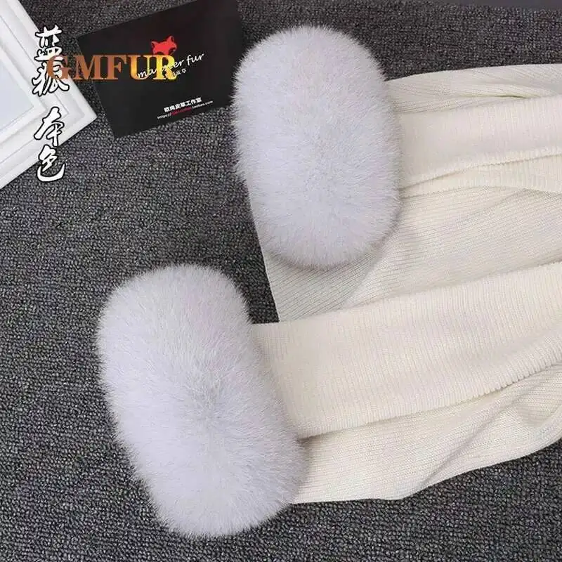 Polsini da donna in vera pelliccia di volpe al 100% da donna, manica invernale in vera pelliccia di volpe naturale, calda moda, scaldamuscoli, accessori da donna