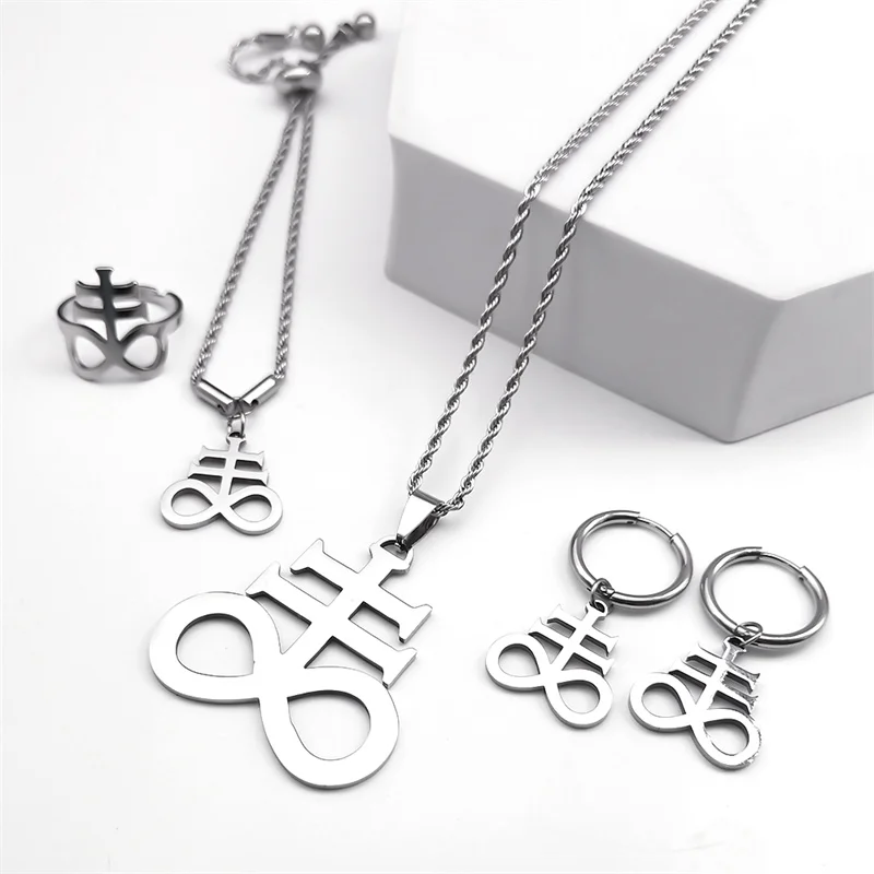 Women's Stainless Steel Satan Cross Jewelry Set