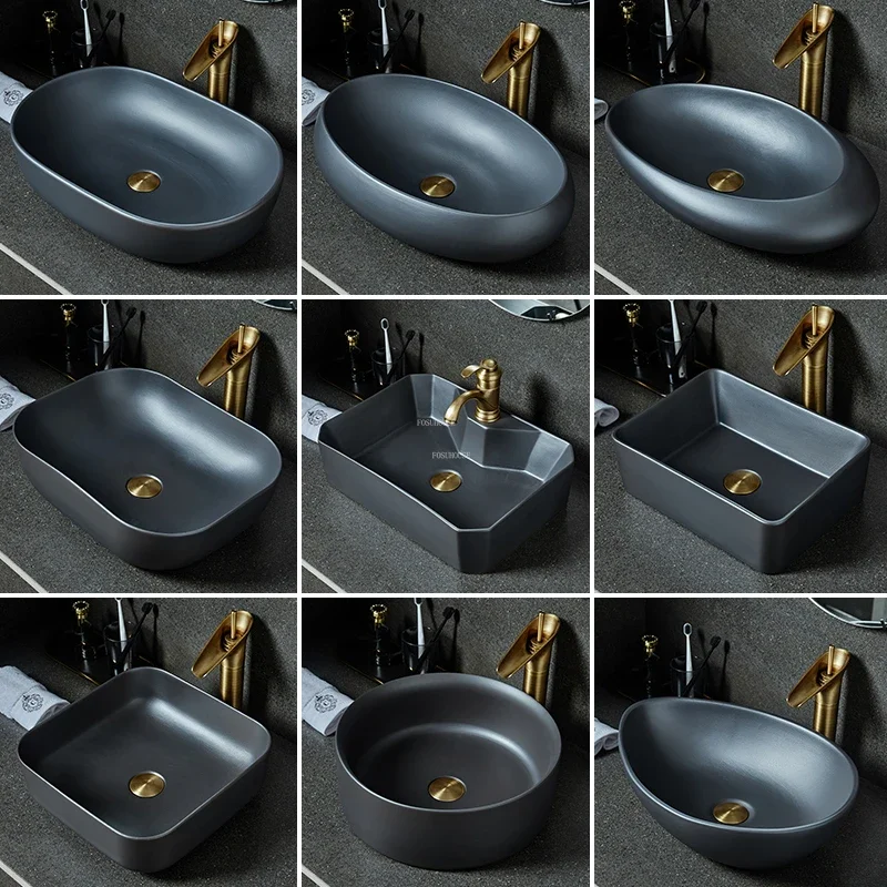 Creative Art Ceramic Bathroom Sinks Retro Large Bathroom Washbasins Luxury Home Overhead Sink Nordic Kitchen Countertop Basin