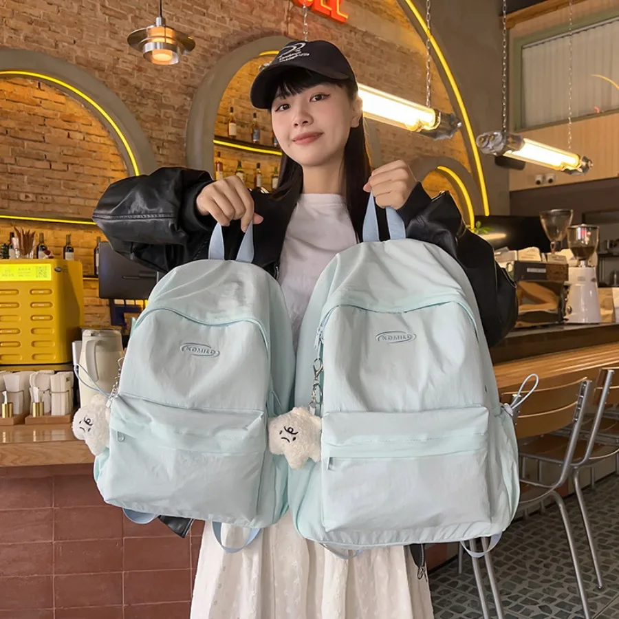 

Сплошной цвет, минималистичный рюкзак в уличном стиле для женщин, легкая школьная сумка в дизайнерском стиле для студентов