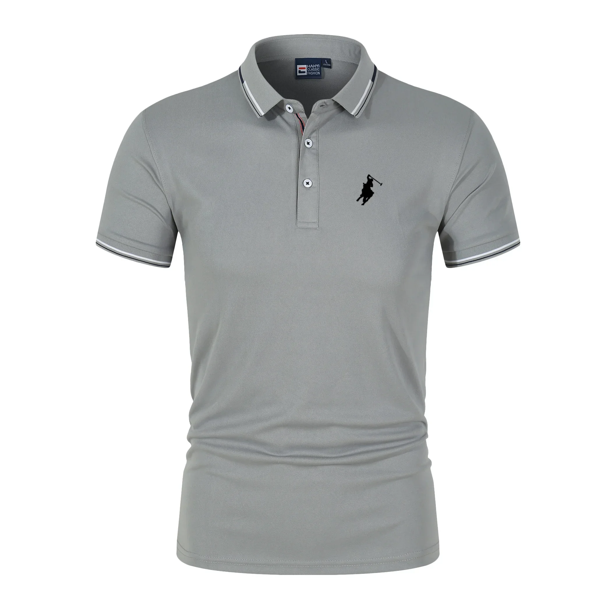 Golf Shirt Man Lapel T-Shirt Fashion Short Sleeve Clothes Solid Color Comfortable Pullovers Men Business And Leisure POLO Shirt