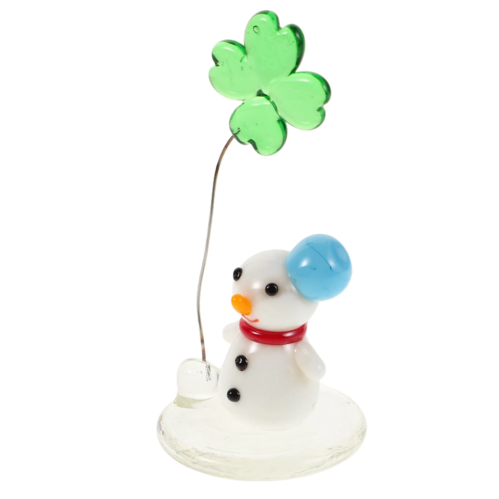 

Mini Xmas Snowman Glass Desktop Ornament Cute Tiny Statue Shelf Decoration Christmas Table Centerpieces Holiday Accent