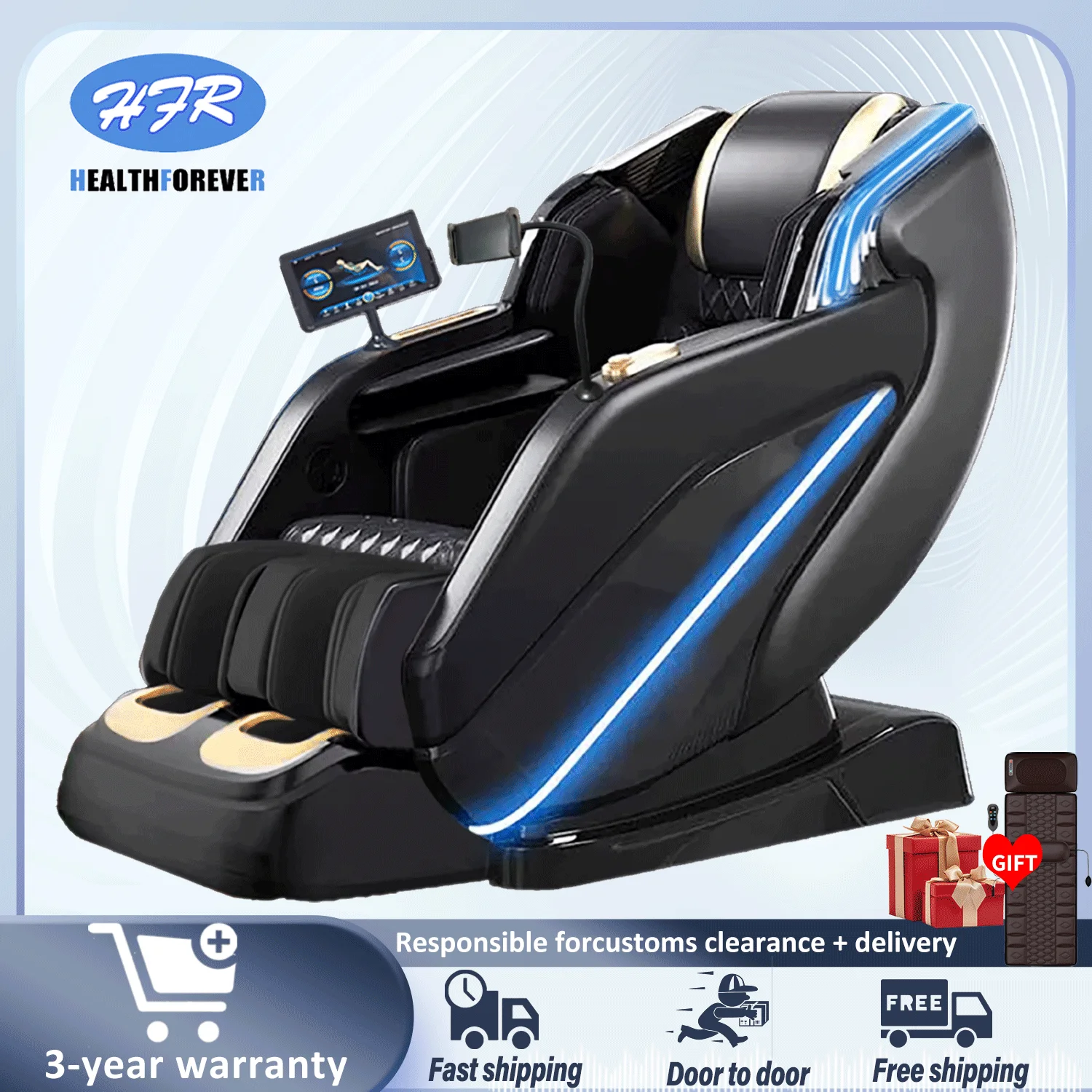 Massage Chairs Full Body Zero Gravity SL-Track Shiatsu Massage Recliner Chair Heat Al voice Body Scan Calfrest Extension chair