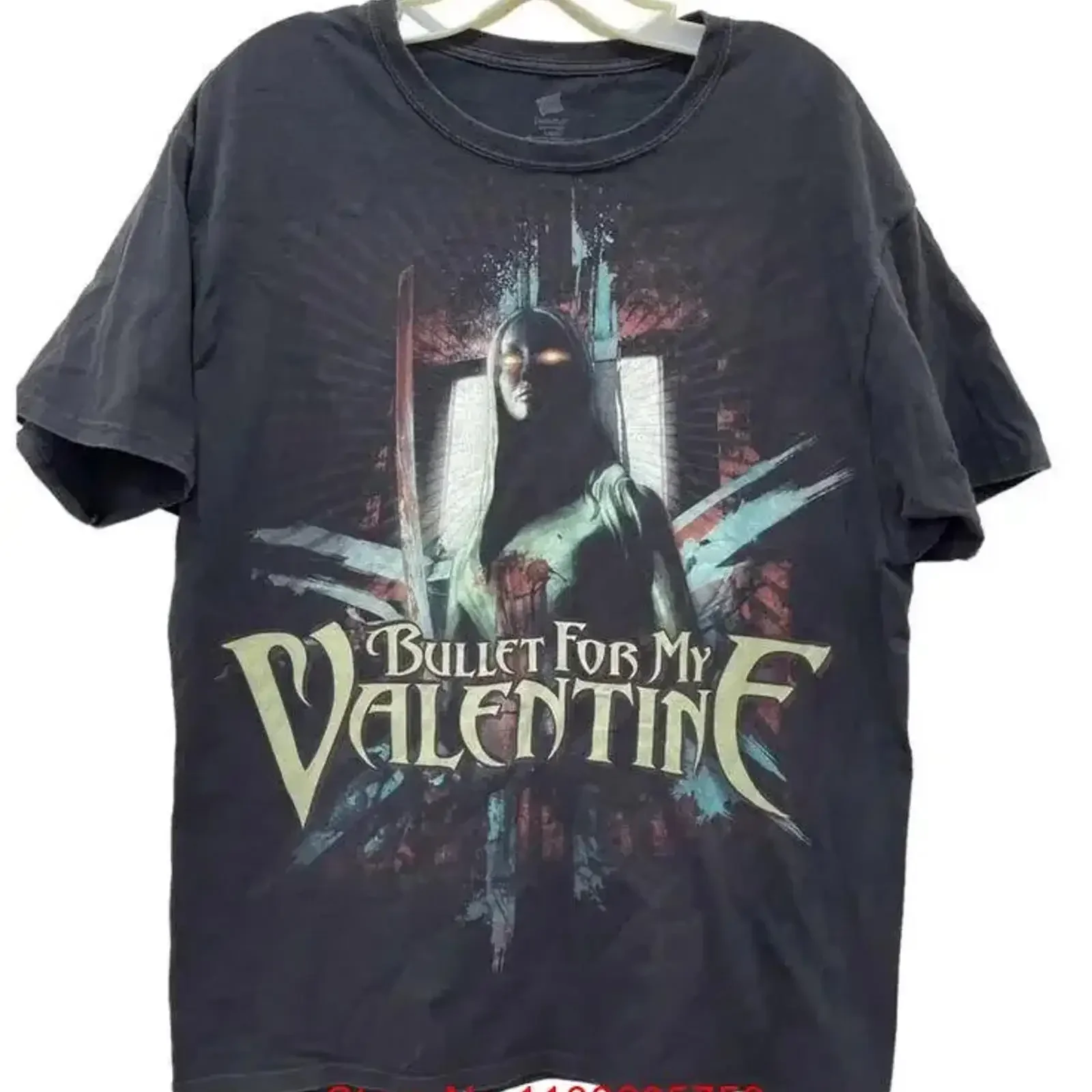 

Рубашка с короткими рукавами в винтажном стиле Bullet For My Valentine Rock Band KV27569 Випраная дизайнерская одежда с графическим рисунком винтажная стираная