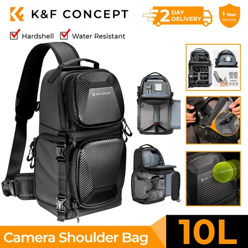 K & F Concept-bandolera para cámara de 10L, bolso rígido para fotógrafos, bolso de hombro, mochila cruzada, bolso para cámara Sony, Canon, Nikon, DSLR