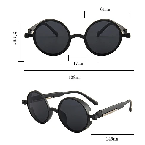 Classic Sunglasses Steampunk Style Round Frame Retro Classic Colored Lens universal Sun Eyewear Gothic Punk Glasses Unisex - view 5