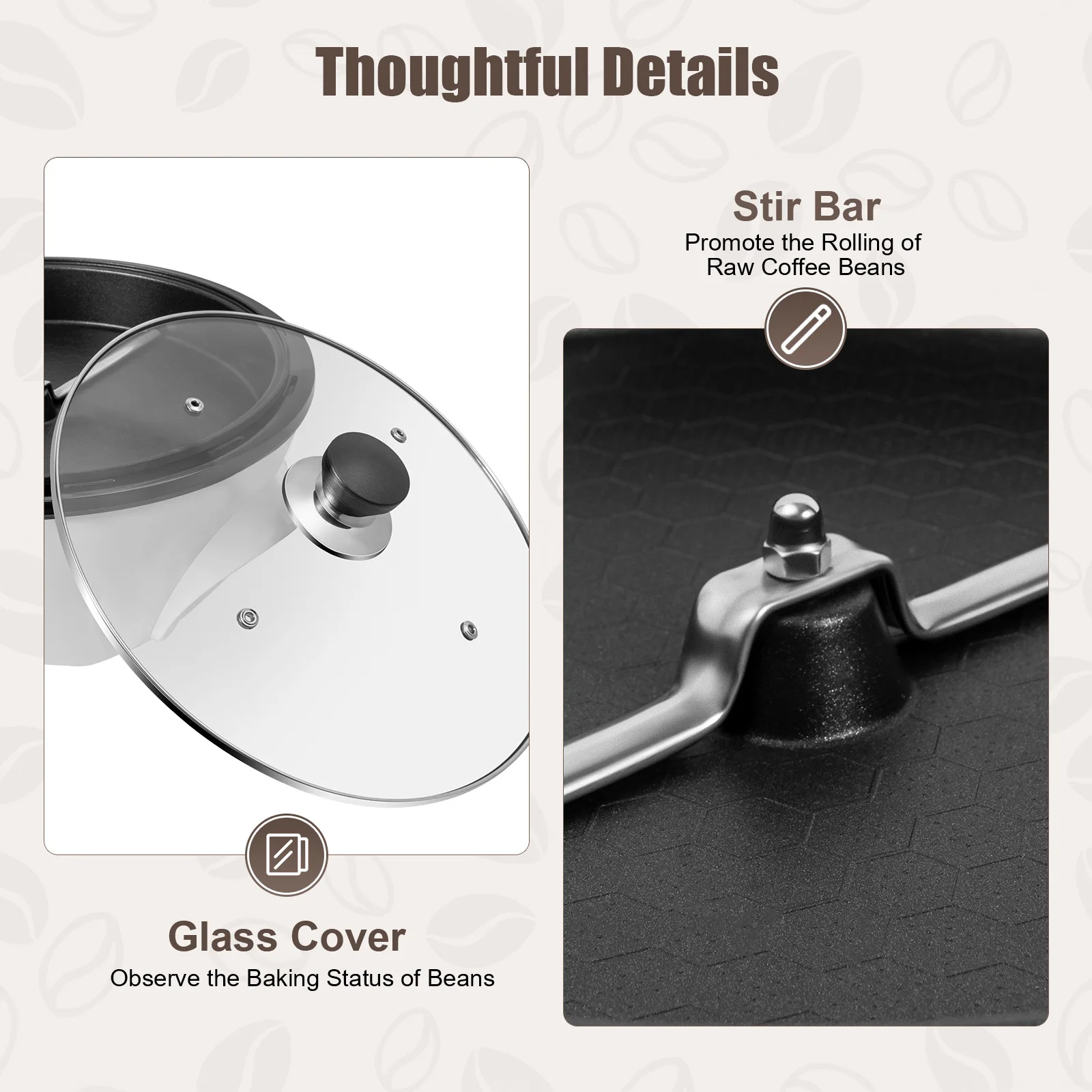 ماكينة خبز حبوب البن الكهربائية 500 جرام/17.63 أوقية محمصة قهوة الفول السوداني الكاجو مجفف ماكينة التحميص أداة خبز الفاصوليا المنزلية #6