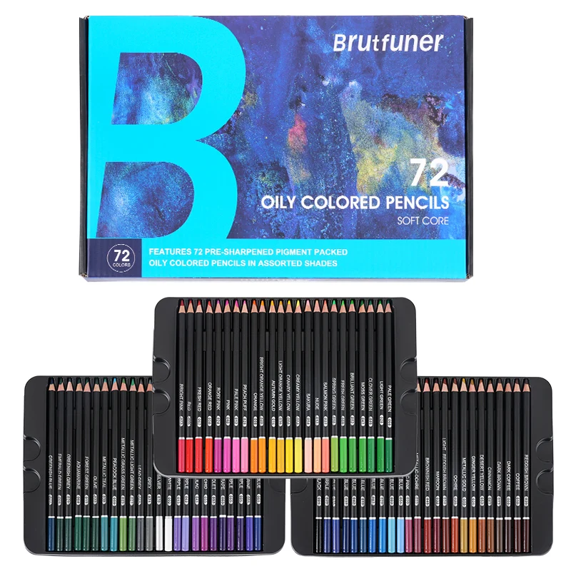 Brutfuner Professionele 72/120/180 Kleuren Kleurpotloden Zachte Gewaagde Kernen Olietekening Schets Potlood Set Kunst Voor Beginners