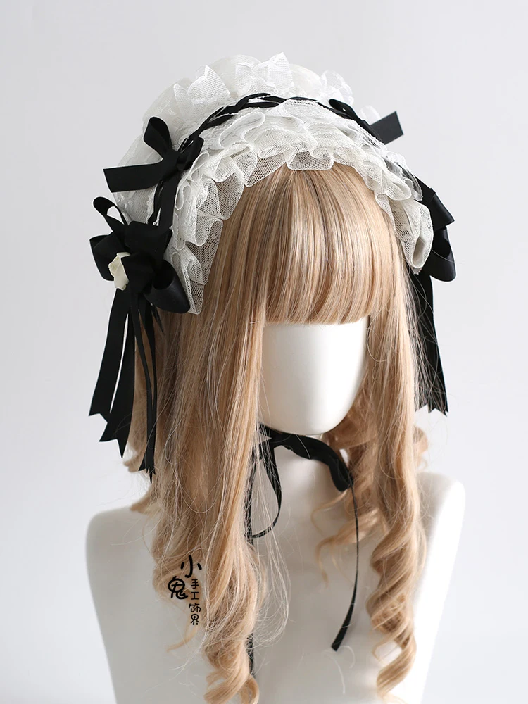 

Original Maid Lolita Hair Band Seventh Chapter Black and White Elegant Style KC Hair Accessories Doll Sense Headband
