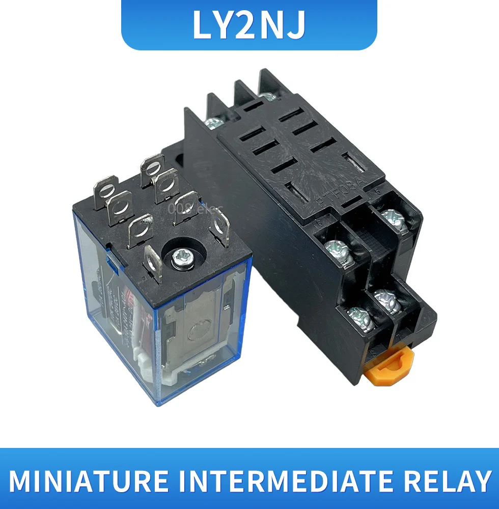 10PcsLY2NJ  12V 24V DC 110V 220V AC Coil Power Relay DPDT 8 Pin HH62P JQX-13F With Socket Base Electronic Mini Electromagnetic