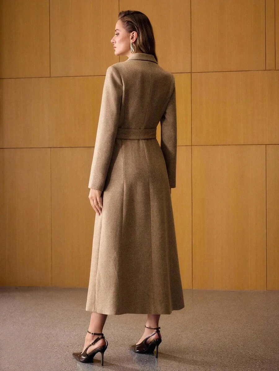 Elegant Women's Formal Dresses Suit Gowns Appliques Lace Long Over Jacket Coat For Female with Belt Single-Breasted Customized