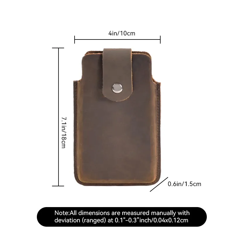 RIYAO Mobile Phone Waist Bag 6-7.3 inch Phone Holster Case Genuine Leather Cell Phone Belt Clip Pouch For iPhone 15 Samsung man