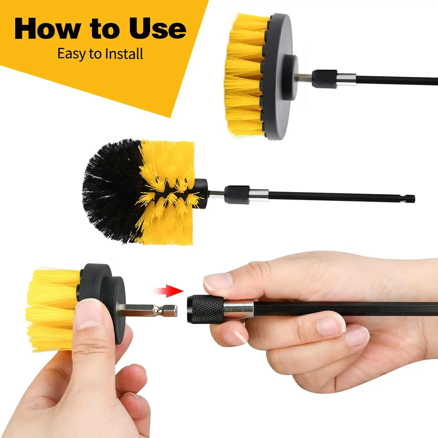 4pcs Drill Brush Attachment Set Drill Scrub Brush for Cleaning Shower Tub Bathroom car (4pcs) image 5