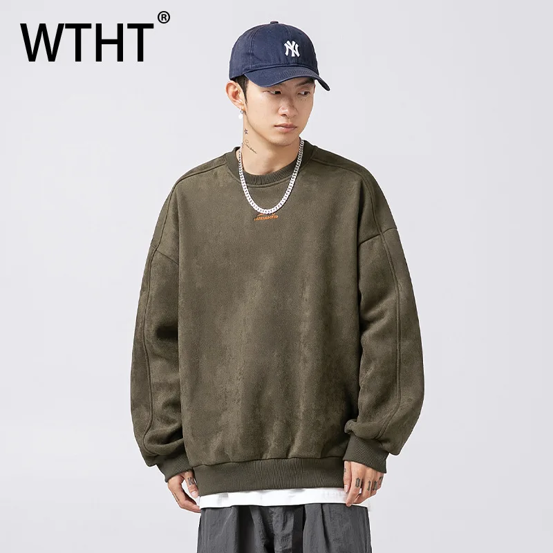 

Мужская модная однотонная футболка WTHT с вышивкой, теплая, с круглым вырезом, длинными рукавами, пуловер, весна 2026, 2A2749