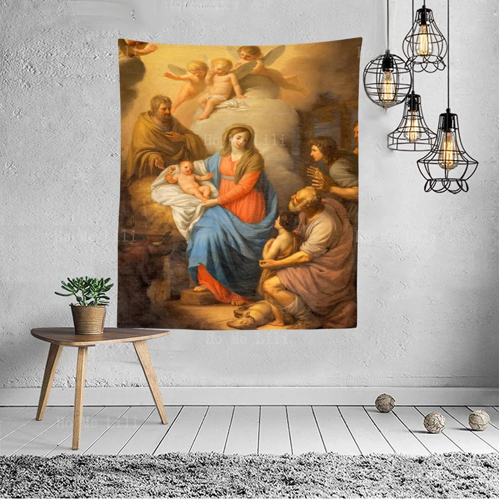 The Birth Of Jesus And Saint Moses & Anba Abraam Coptic Orthodox Church Tapestry For Livingroom Decor