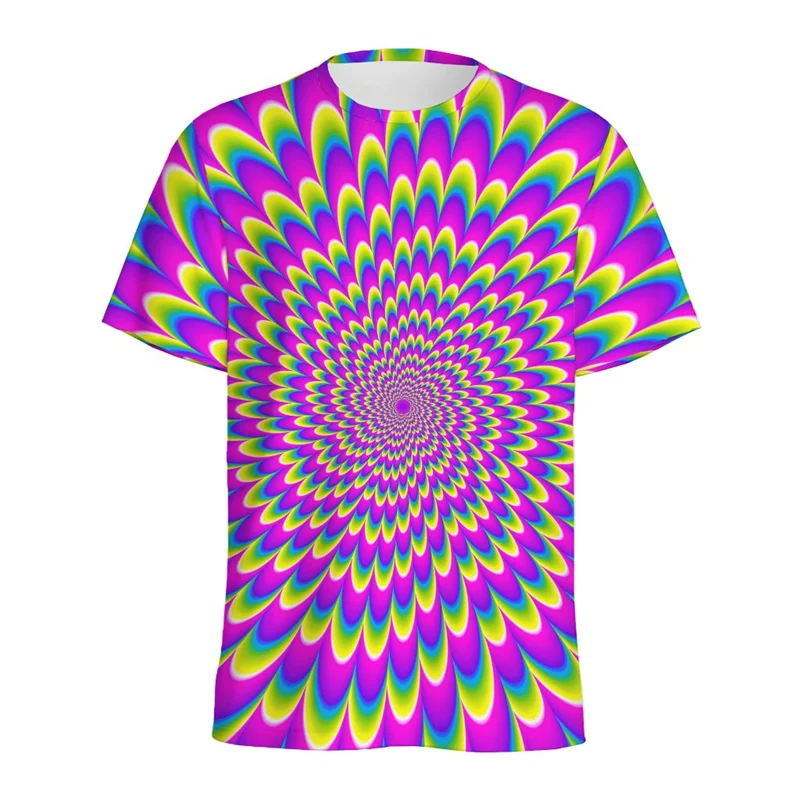 Abstract Spiral Dizzy Pattern T-shirt For Men Summer Casual Short Sleeve Tops 3d Printed Illusion Tees Women Streetwear T Shirts