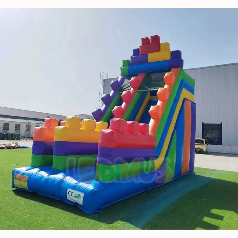Colorful Kids Inflatable Bouncer Building Block Inflatable Slide Bounce House Party Jumping Game Toys for Sale