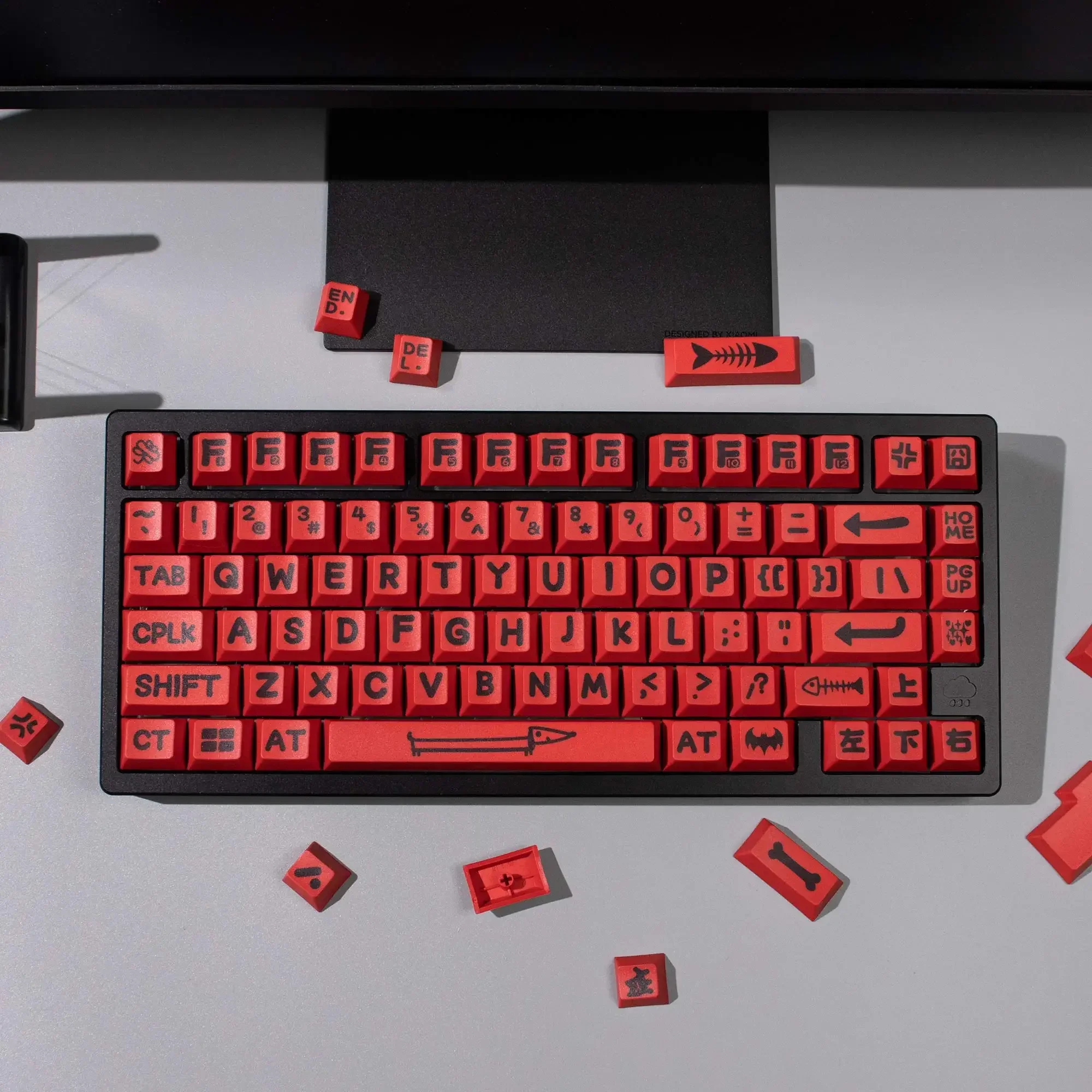 Teclado mecânico vermelho de jogos GMK Animal Party, 142 teclas PBT Keycaps, Perfil cereja sublimação DYE, Keycaps para interruptores MX