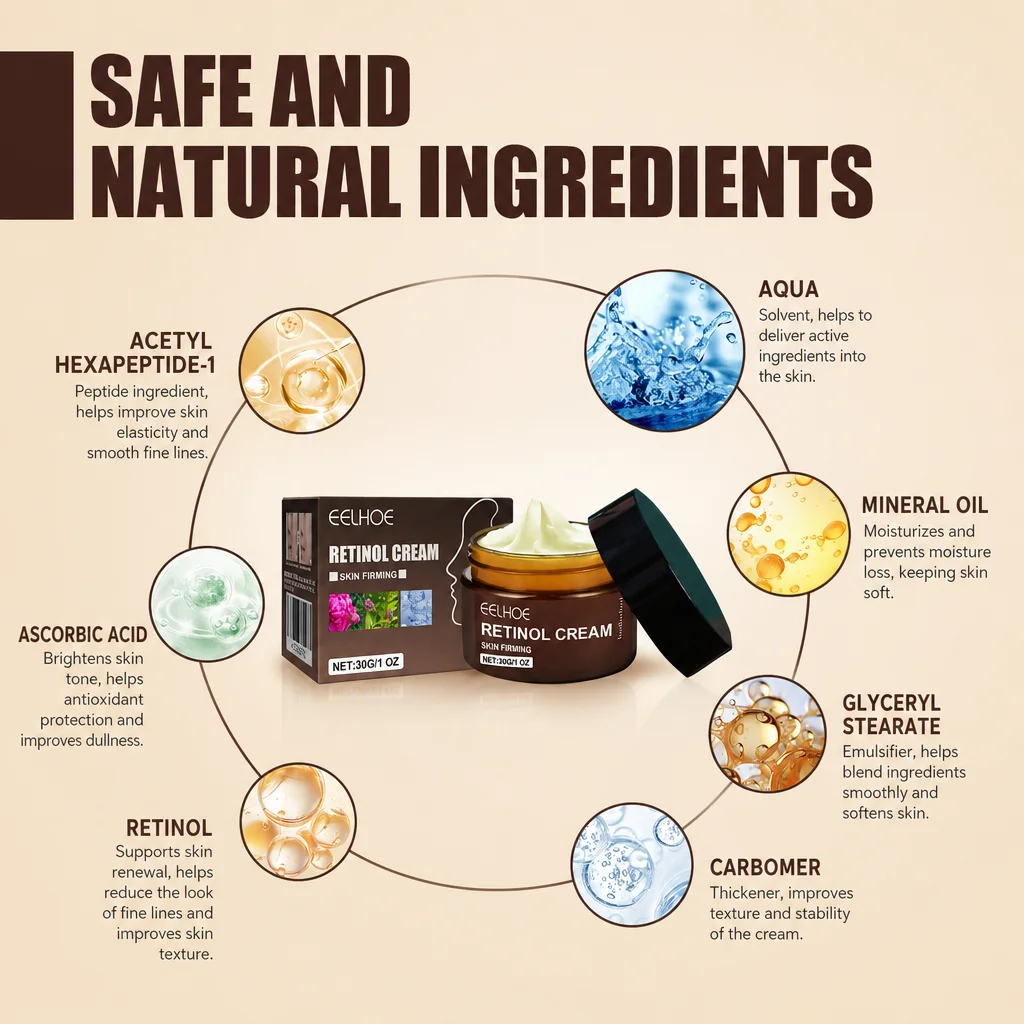 Retinol Firming Face Cream Lifting Moisturizer Reduce Fine Lines Smooth Wrinkles Deep Hydration Anti‑Aging Facial Skin Care