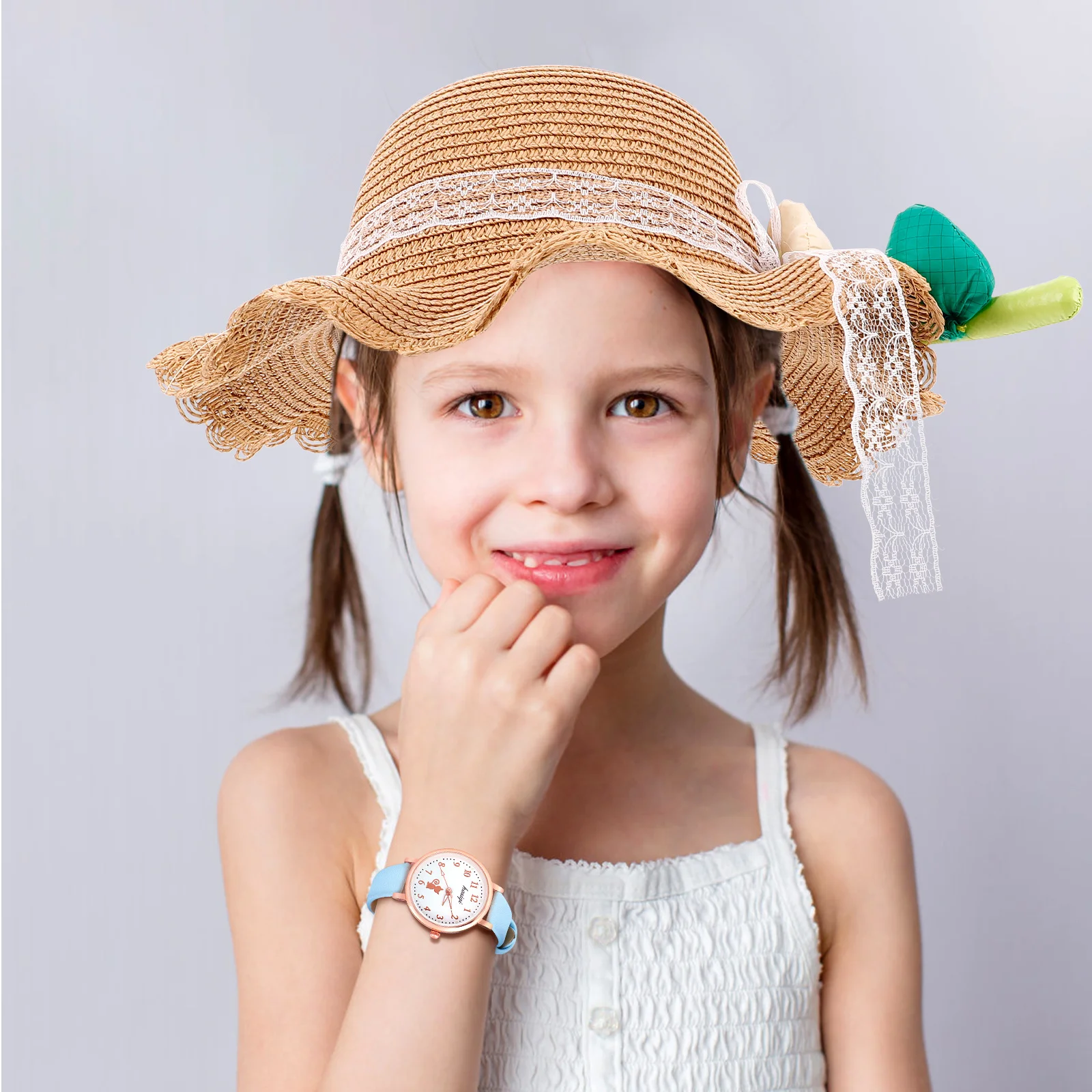 

1 set 1 Set Girls Woven Sun Hat Beach Bag Summer Outdoor Lightweight Fashion Kids Travel Set For Vacation Fishing Hiking Camping