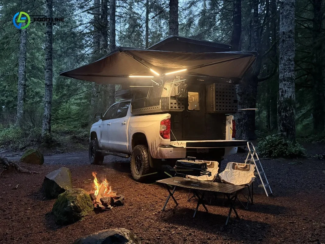 Custom Luxury 4x4 Off-Road Pickup Truck Bed Camper Expedition RV Camper Truck Caravan Travel Trailers