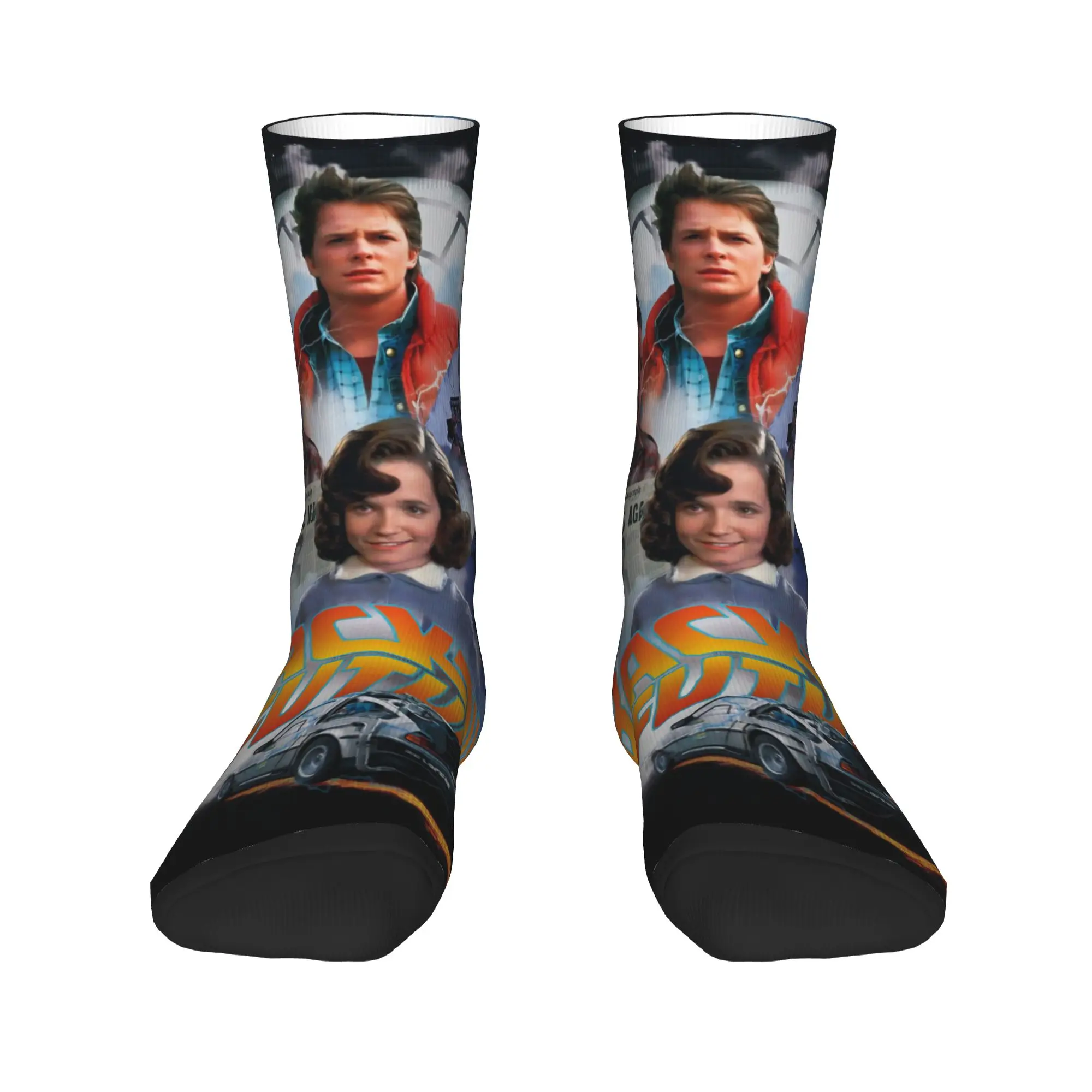 جوارب رجالية عودة إلى المستقبل جوارب مضادة للانزلاق جوارب ناعمة دافئة للخريف جوارب جري مطبوعة على الموضة #2