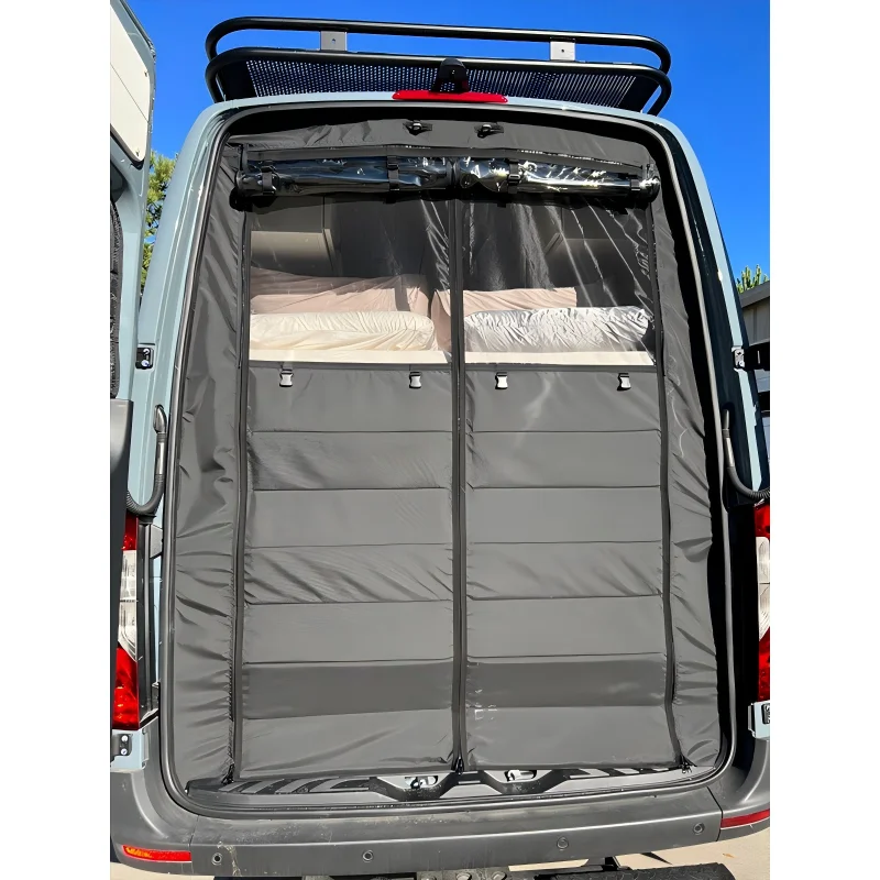 Thermisches Insektenschutz- und Moskitonetz für die hintere Schiebetür von Wohnmobilen, passend für Mercedes Sprinter 2007-2025, Hochdach-Camper-Van, Sichtschutzvorhänge – Detail 9