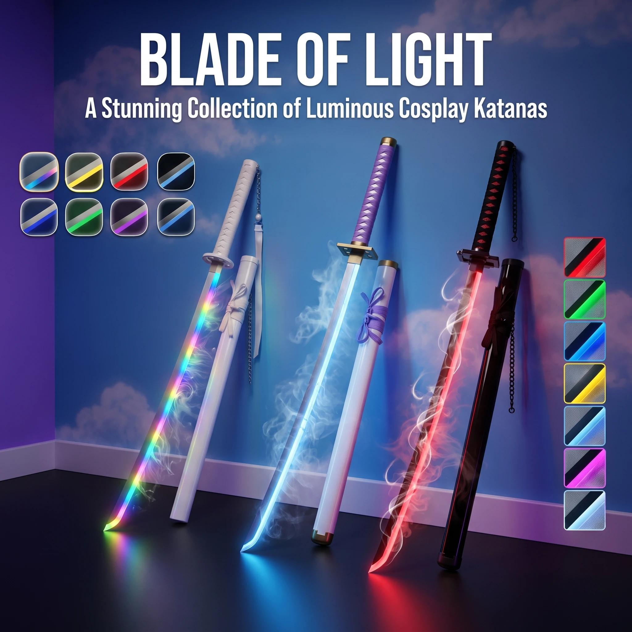 40inch Bleach Kurosaki Ichigo Katana Anime Cosplay Prop Sword Vapor Ninja Knife Blade Luminous Smoke 1:1 Scale Wood Toy Gift