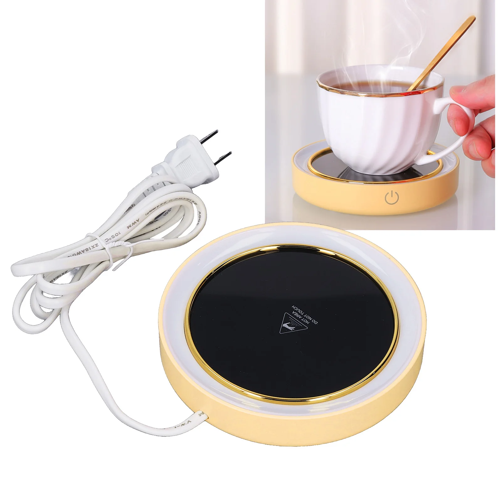 Electric Cup Warmer Constant Temperature 2 Modes LED Light Desk Cup Warmer for Office Cafe Home AC ‑