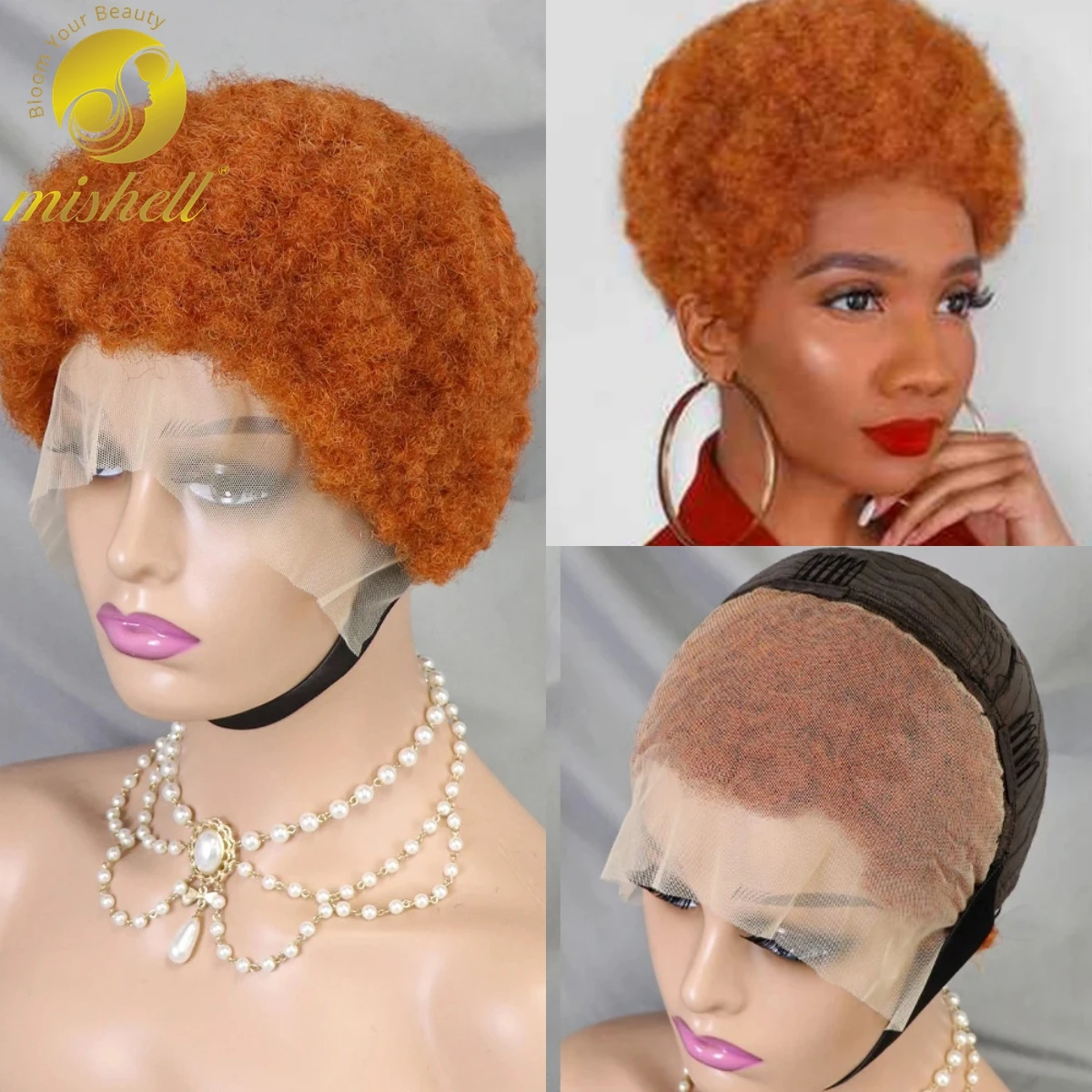 Afro Kinky Curly Human Hair Wigs 13x4 Lace Frontal Short Bob Wig 100% Human Hair Natural Curly Tanie koronkowe peruki dla czarnych kobiet