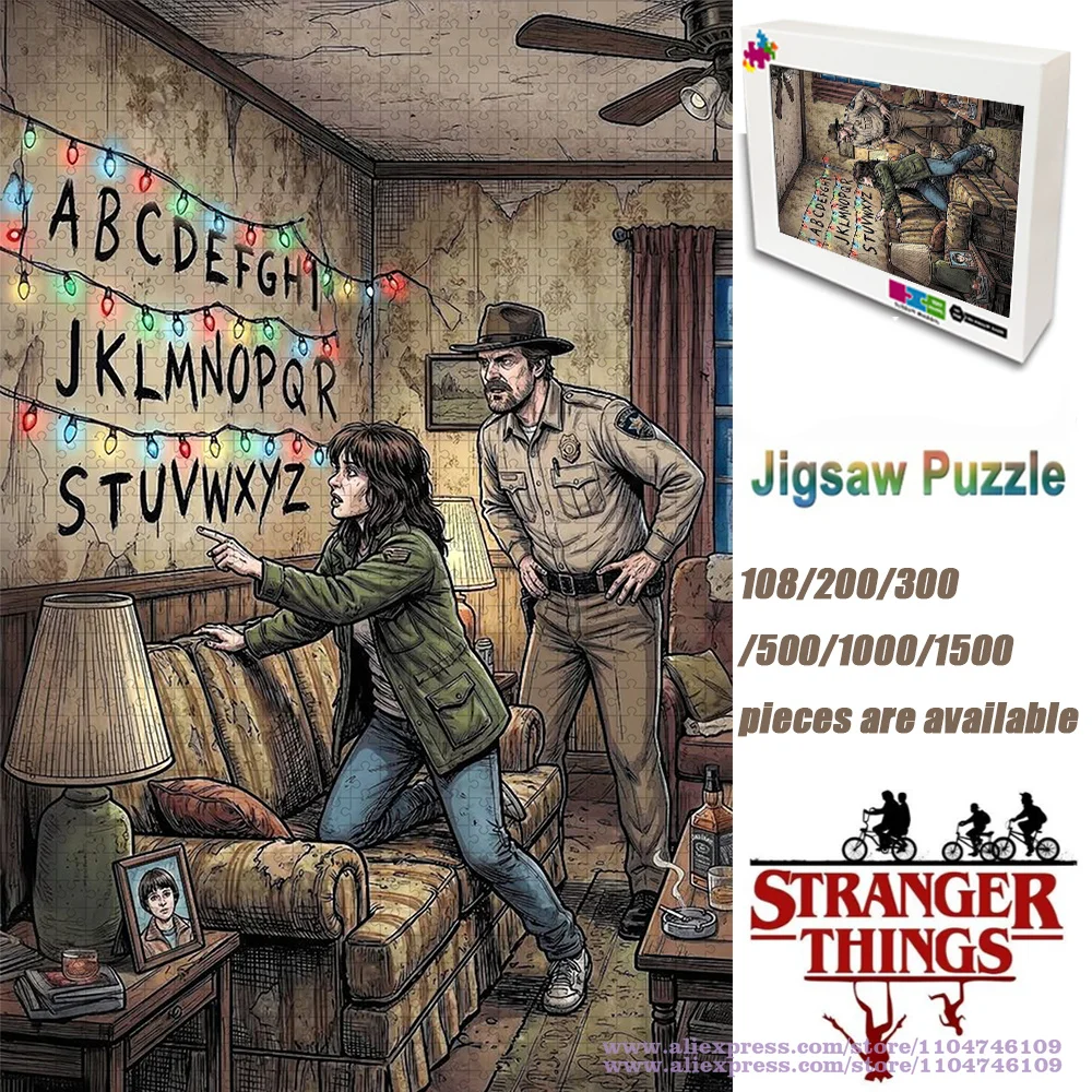 

Stranger Things Puzzle Jigsaw 108/200/300/500/1000/1500Pcs Intelligence Puzzles for Kids & Adults Puzzles Home Decoration