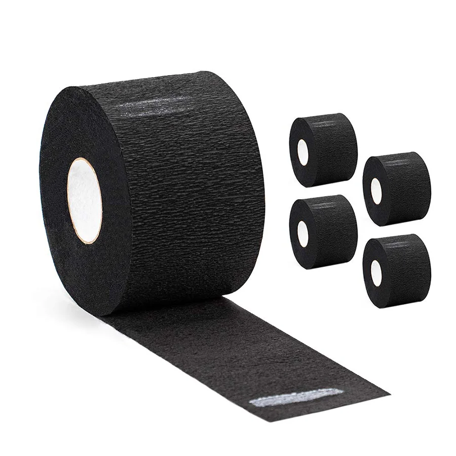 1/3/5 Roll Disposable Black Barber Neck Strips Barber Neck Paper Stretchy Strip Neck Edge Paper Haircut Styling Accessories