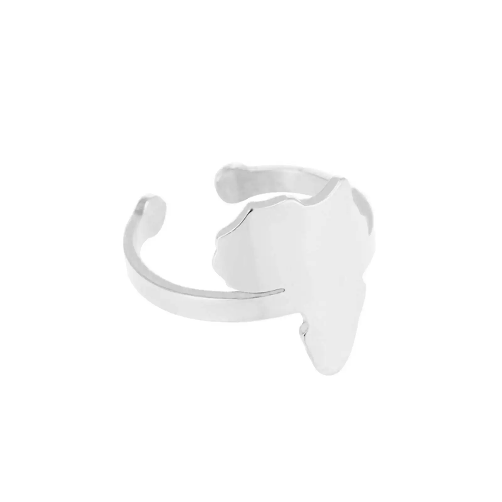 Edelstahl-Offener Ring mit Afrika-Karte, Finger-Ring mit afrikanischer Kontinent-Karte für Damen, Ethnischer Schmuck, Geschenk – Detail 2