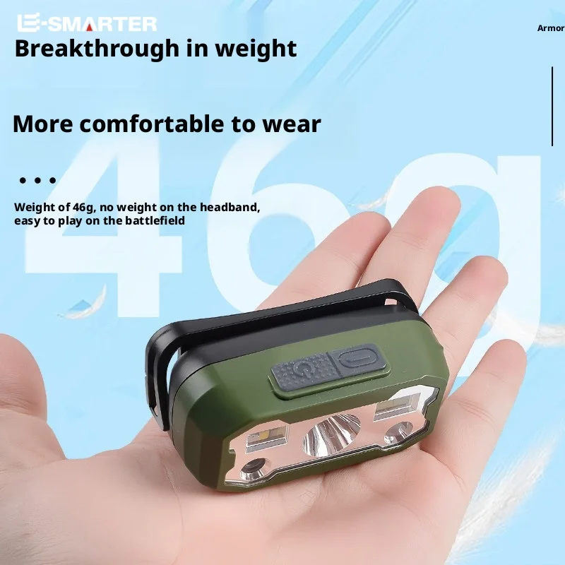 

Мини-фонарик, индукционный налобный фонарь с двойным источником, супер яркий светильник для ночной рыбалки, специализированный налобный светильник для альпинизма на открытом воздухе