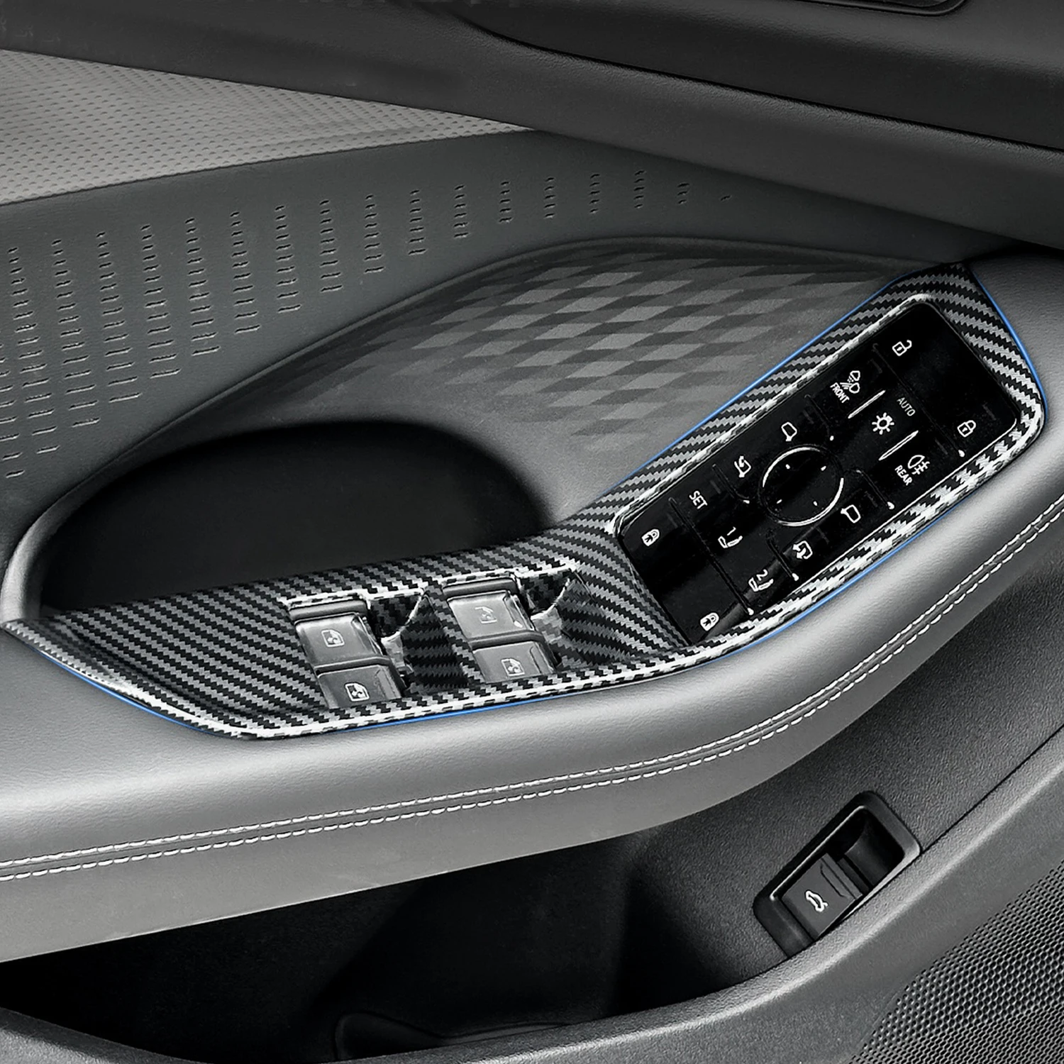 لأودي A5L B10 2025-2026 LHD اكسسوارات السيارات نافذة ارتفاع رفع التحكم التبديل غطاء لوحة الكسوة ABS ألياف الكربون نمط 4 قطعة