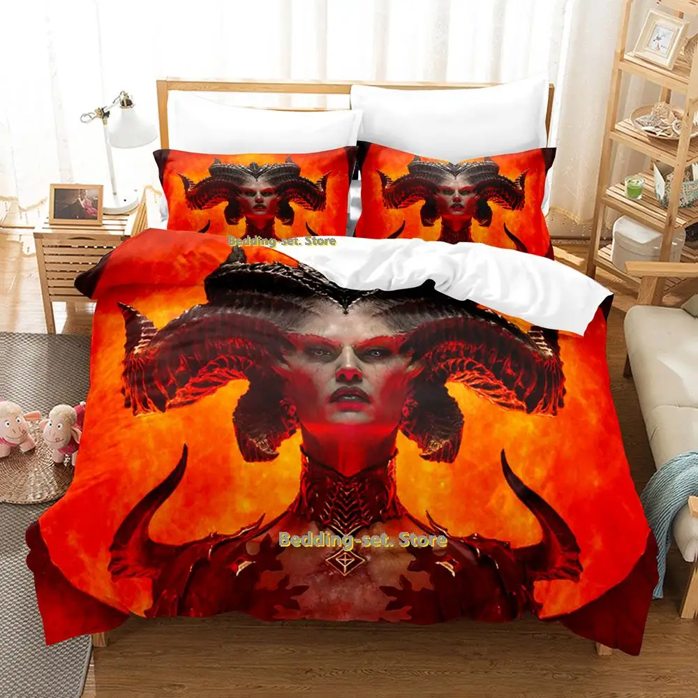 

New Diablo IV Bedding Set Single Twin Full Queen King Size Bed Set Adult Kid Bedroom Duvetcover Sets Anime parure de lit Bed