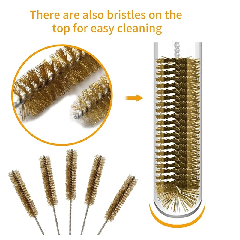 7Pcs Brass Wire Tube Brushes Bottle Brush Set,Wire Brushes For Cleaning,Wire Pipe Cleaner Bore Brush Cleaning-ABQU