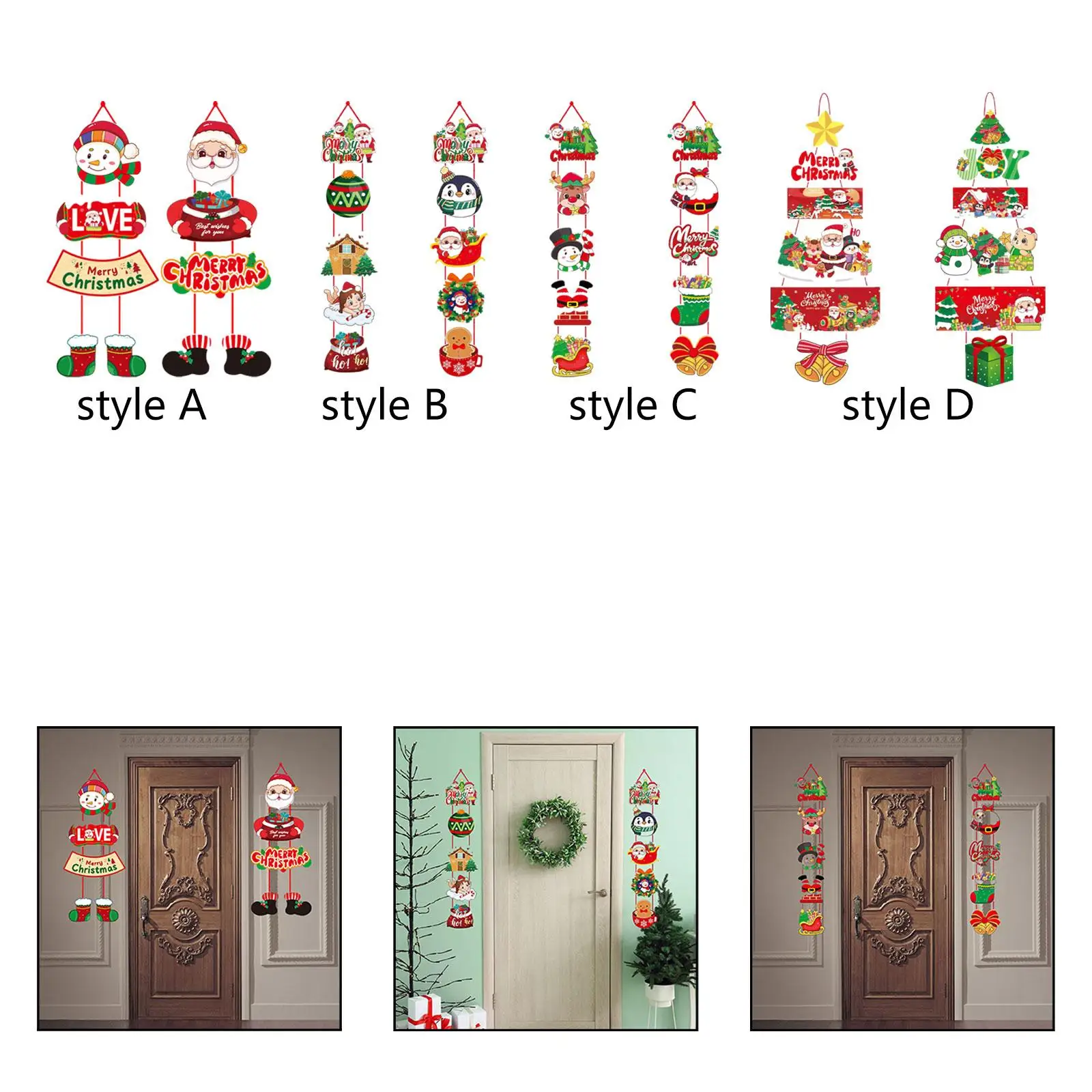 2 Pieces Christmas Door Hanging Sign Door Sign for Porch Holiday Window