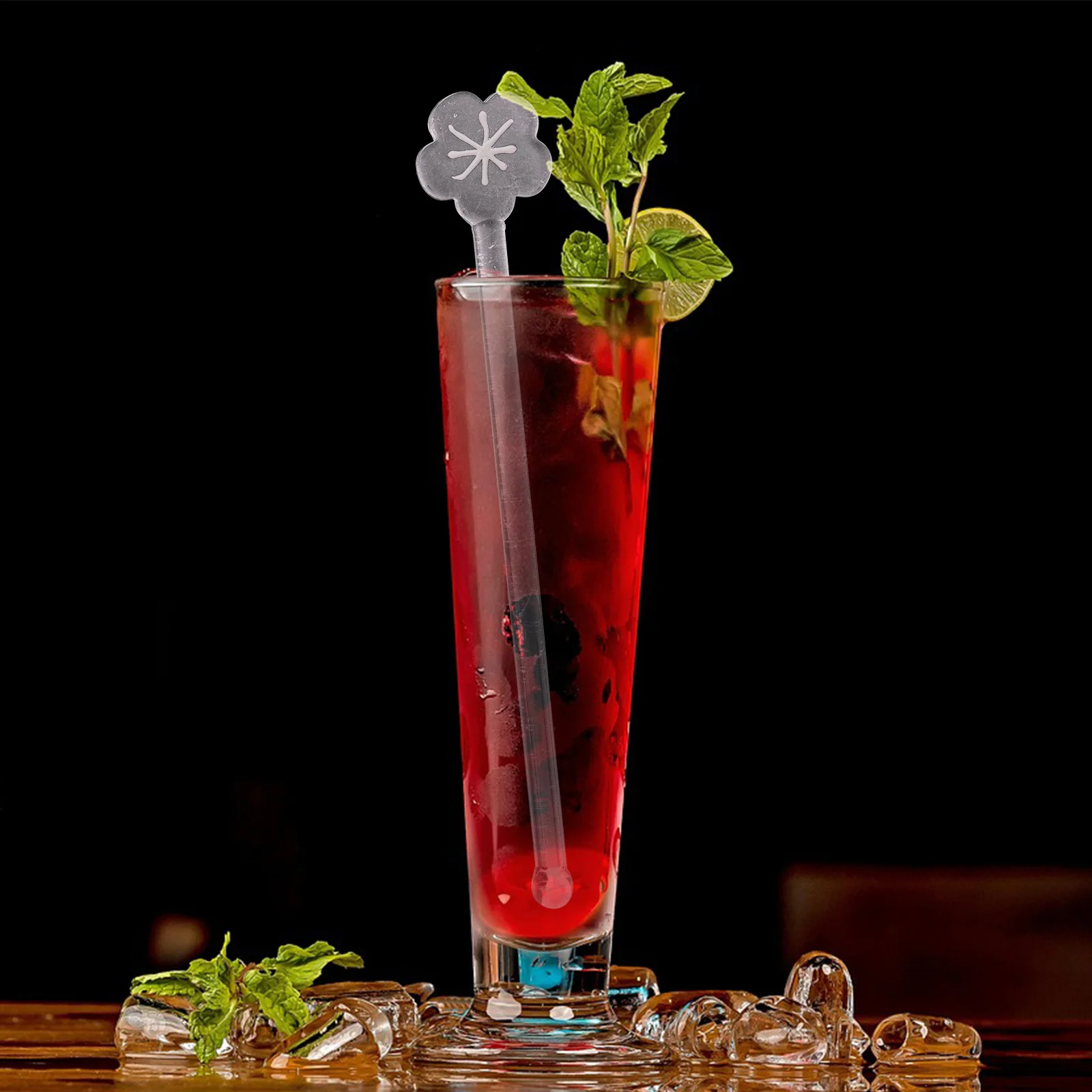 

2Pcs Pink Glass Cocktail Stirrers Creative Design Long Handle Drink Mixers Glass Stir Sticks Resuable Swizzle Sticks