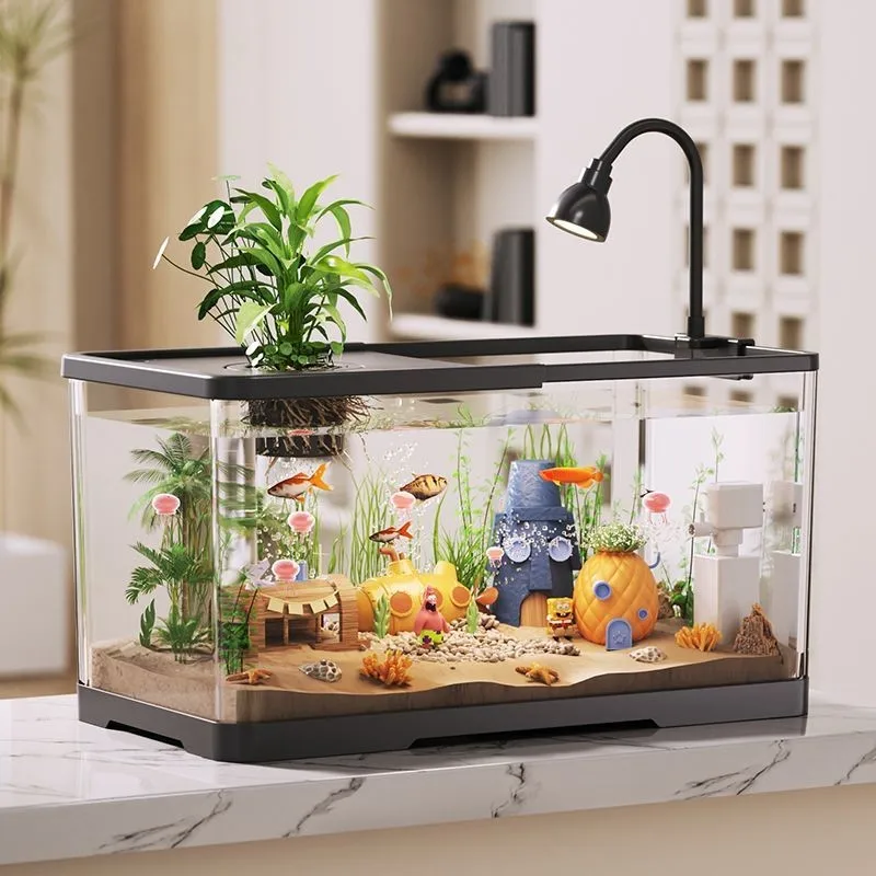 

New Desktop Plastic Fish Tank Simple Transparent Home/Office Living Room Fish Tank Desktop Decoration Ornament Fish Tank LI699