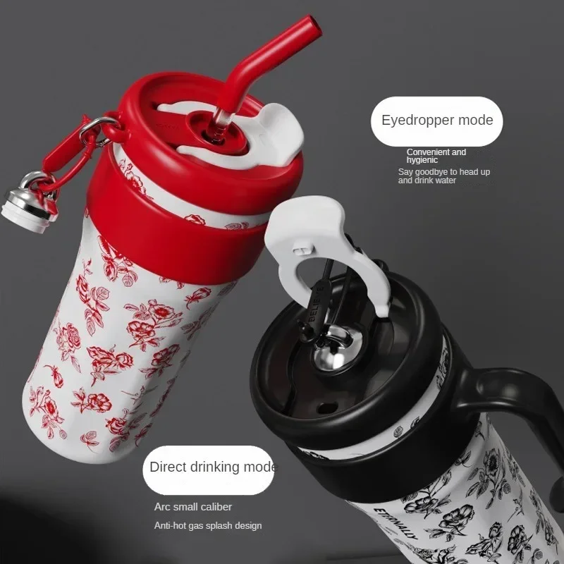 Bingba Cup High value 316 Big Mac straw water cup with handle Car thickened, large capacity portable thermal insulation cup