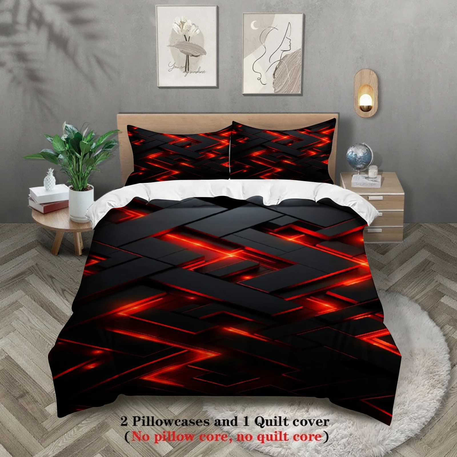 Cyberpunk Bedding Set Technological Sense Color Visual Art Duvet Cover With 2 Pillowcases Single Twin Queen Size Bedding Set