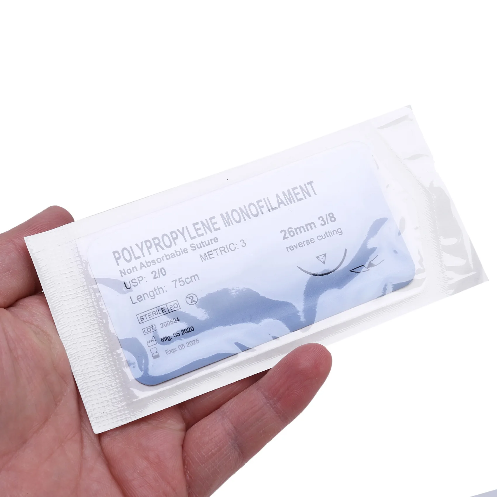 

【Последний шанс!】12 шт. Полипропиленовый набор для практики наложения швов с игольчатой нитью из мононити, 2/0