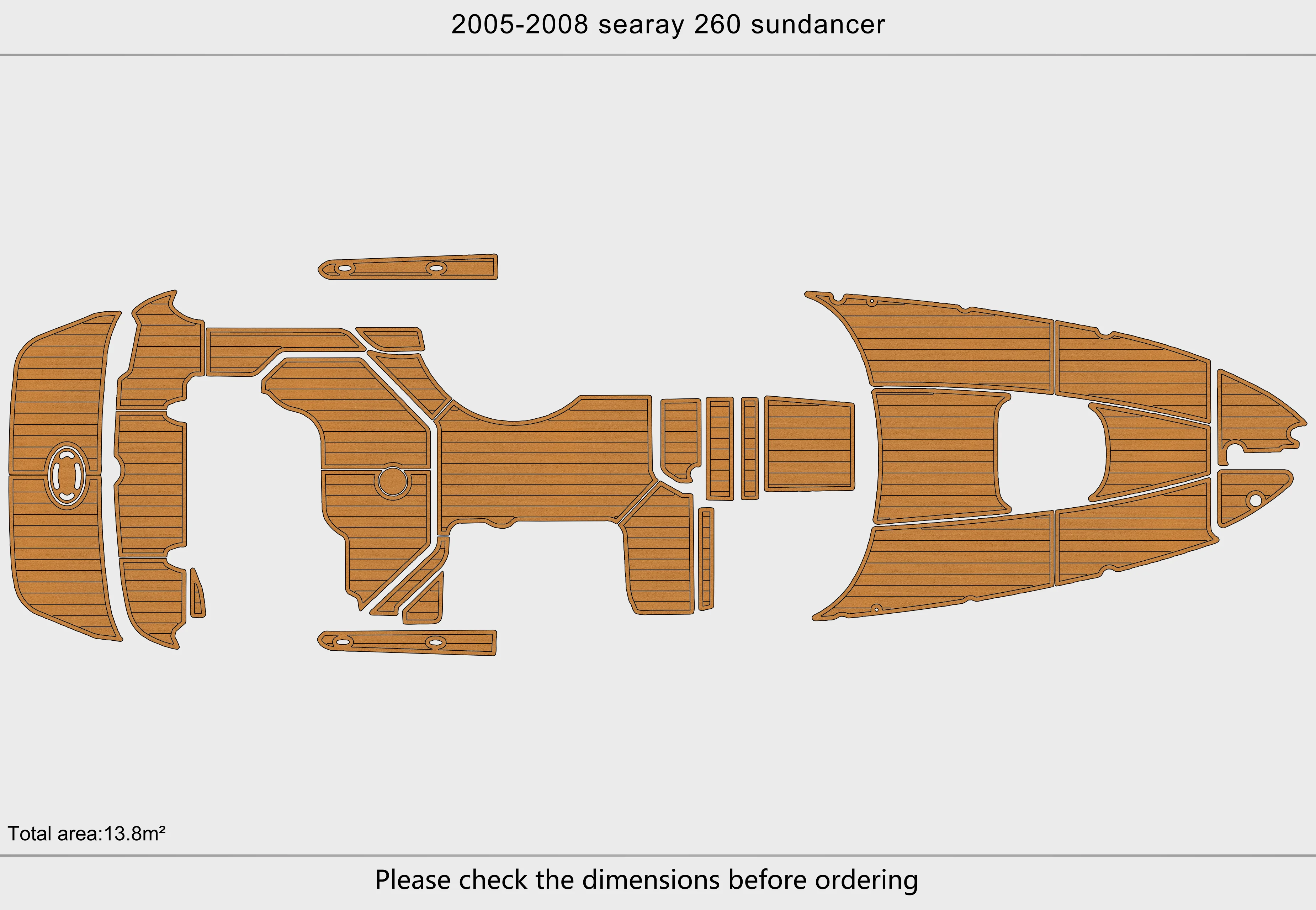 Eva foam Fuax teak seadek marine floor For 2005-2008 Sea Ray 260 Sundancer Cockpit Swim platform 1/4