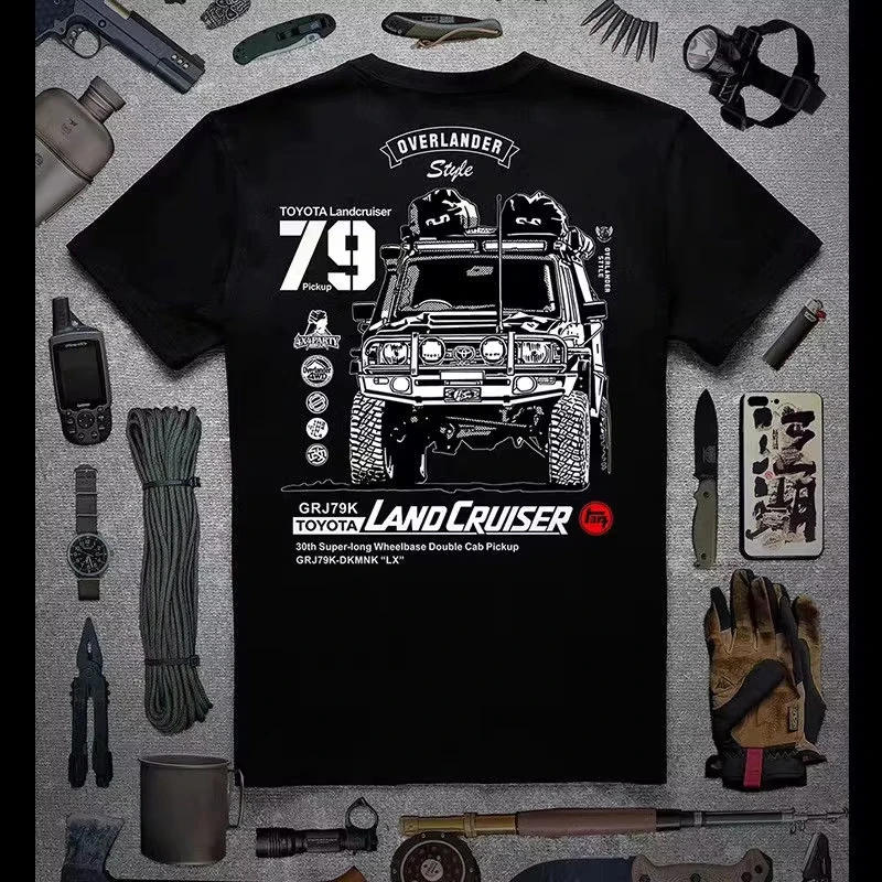 

2025 Summer New off-road LC79 printed T-shirt loose and fashionable short-sleeved cotton streetwear for men and women