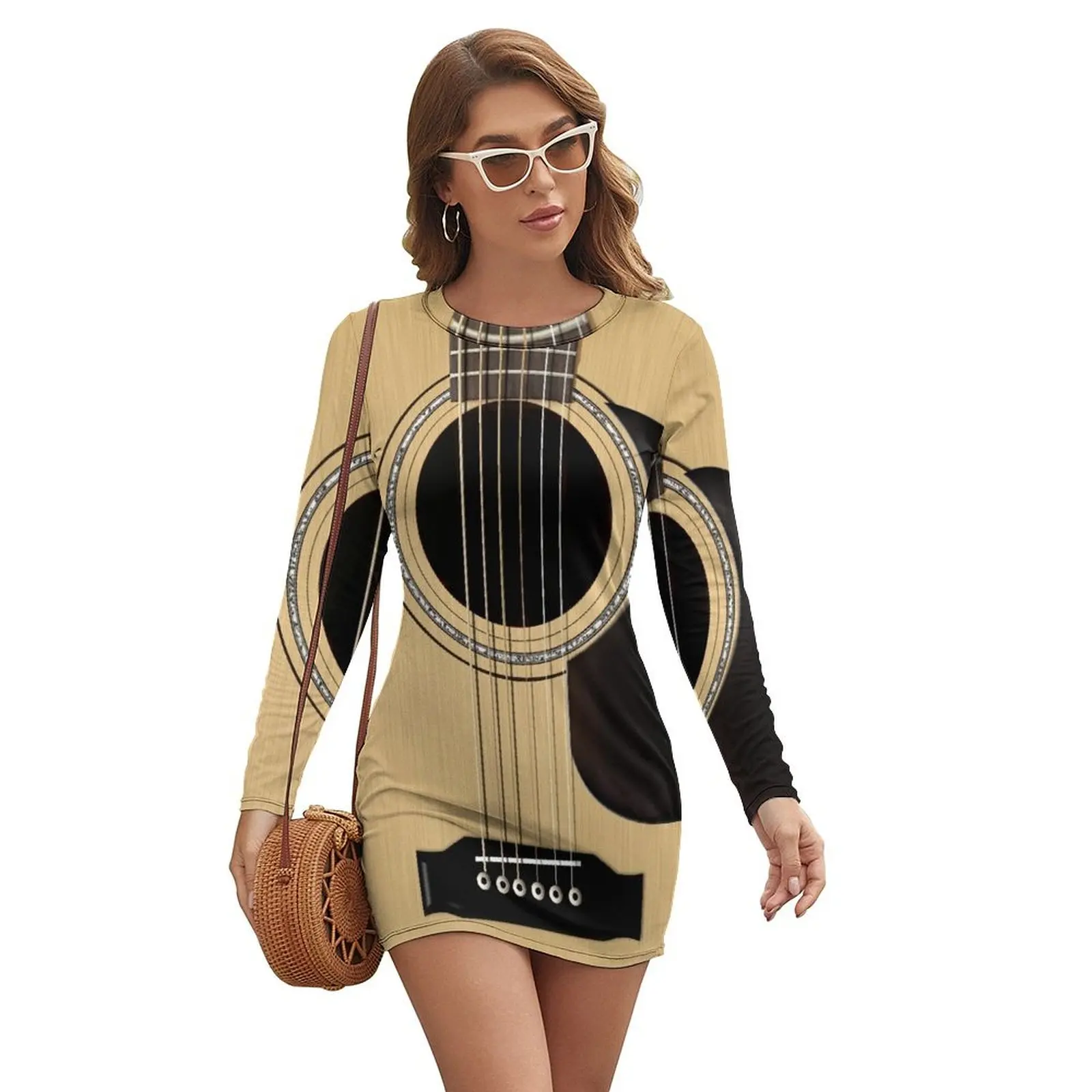 

Acoustic Guitar Long-sleeved Dress evening dresses ladies Beachwear dress summer 2024 women