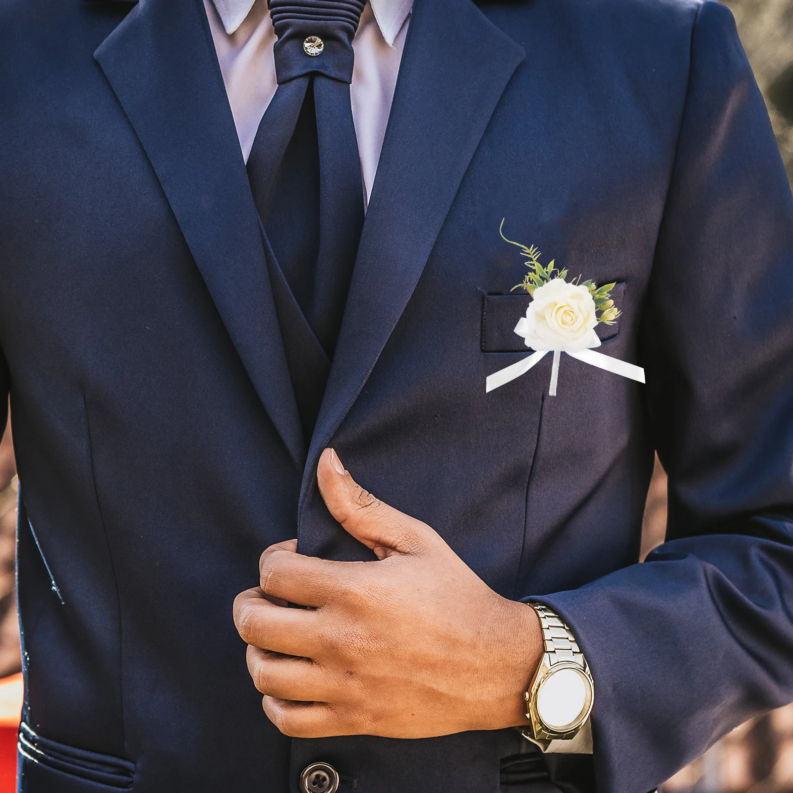 

Artificial Flower Boutonniere Wedding Decorations Groom Bride Suit Accessory Simulated Flowers Corsages Classic Rose
